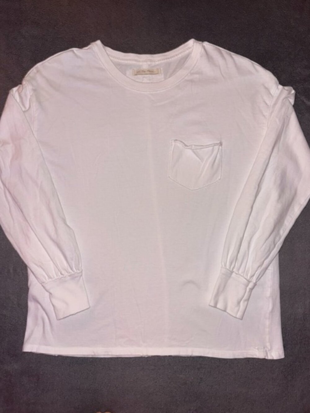 Free People We The Free Womens Fade Into You Long Sleeve Tee Shirt White XS NWOT